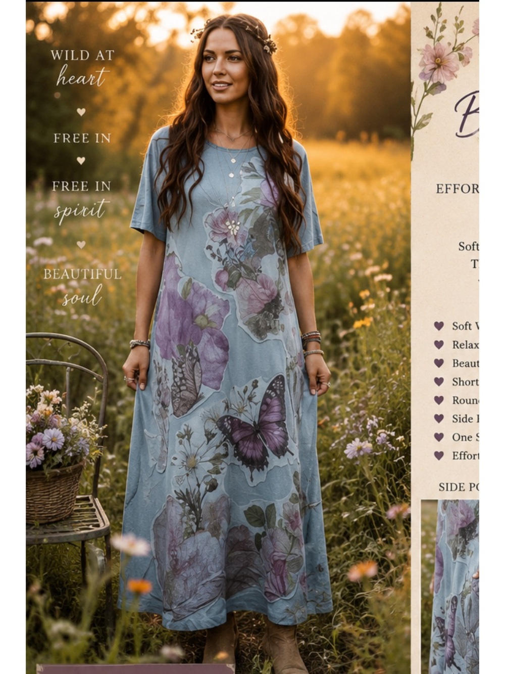 A Rare Bird Blue Butterfly T-shirt Dress🌸
O/S